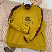 【萍姐推荐】冬季新款套头德绒烫钻宽松拼接半高领加厚保暖打底衫女