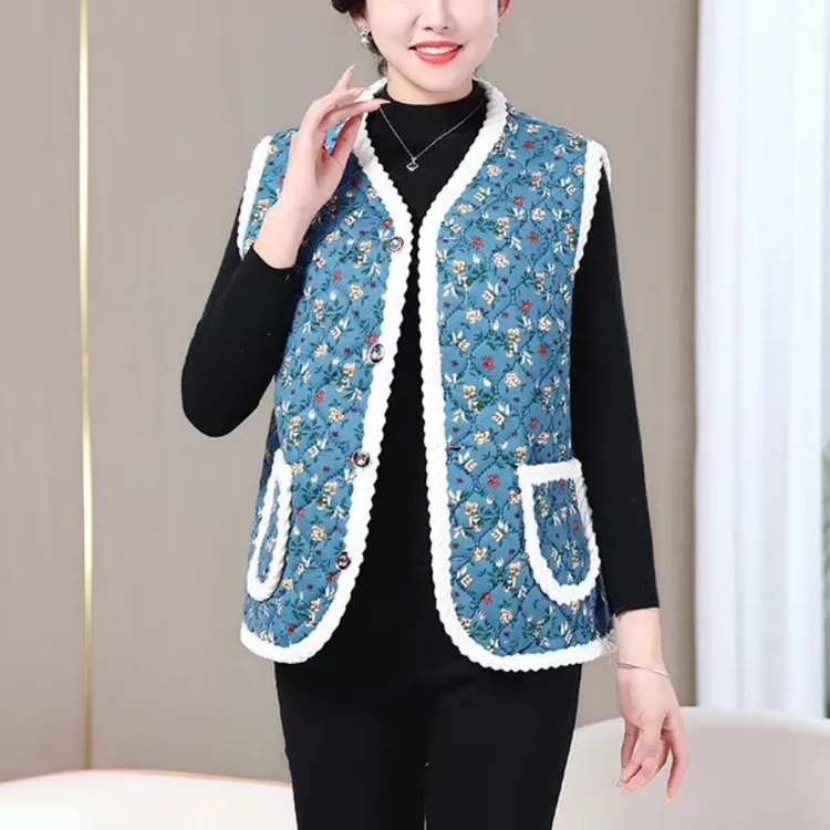 加绒厚马夹秋冬洋气无袖坎肩宽松大码保暖马甲上衣