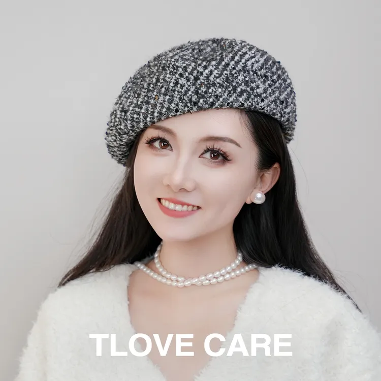 9718+9684+9824TLOVE 新款秋冬季小香风云朵帽时尚可爱贝雷帽