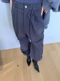 KIOKWANG//男女同款 秋冬加绒磨毛抽绳松紧腰百搭阔腿工装裤