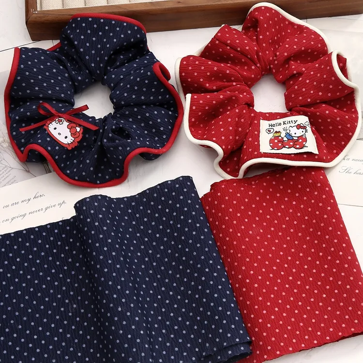 韩系ins风小波点大肠发圈diy布料手工头绳头花发饰制作材料辅料