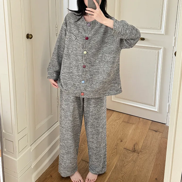 保暖德绒睡衣春秋季女款套装新款女士长袖开衫宽松冬天薄绒家居服