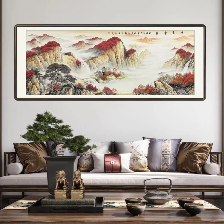 《鸿运当头》纯手绘六尺横幅山水客厅卧室书房办公室国画挂画作品