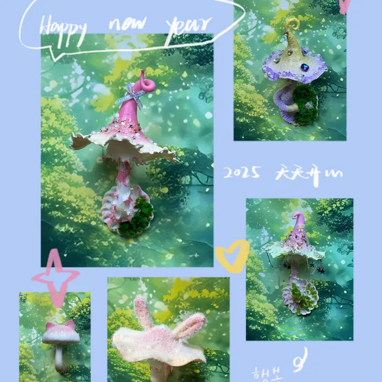 手工树脂黏土创意磁吸蘑菇冰箱贴可爱重工原创设计