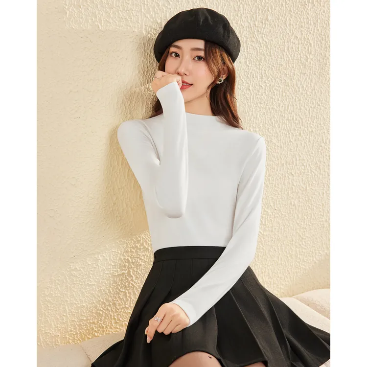 IEF/爱依服2025秋冬新款韩系风薄绒半高领纯色针织衫内搭打底衫女