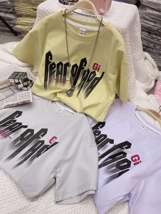 2025新款夏季中大童韩版印花短袖T恤2506