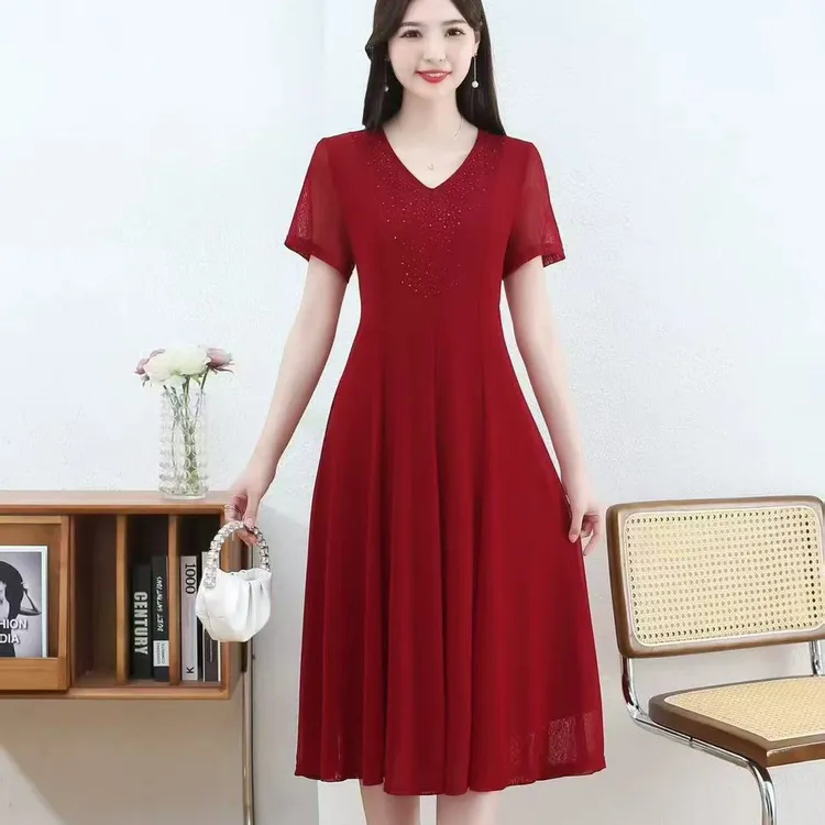 新款冰丝连衣裙柔软舒适透气有弹力