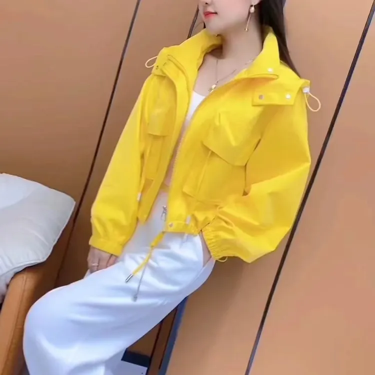 休闲连帽长袖外套女冲锋衣春季新款韩版个性减龄时尚短款上衣