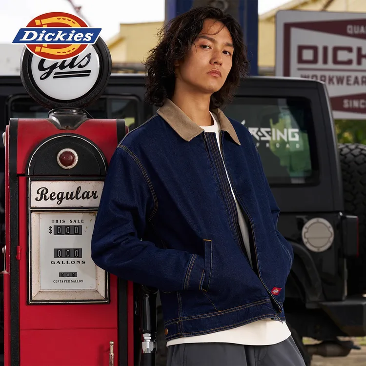 Dickies巴恩风灯芯绒领口拼接夹棉牛仔夹克宽松保暖外套DK0A8CAR