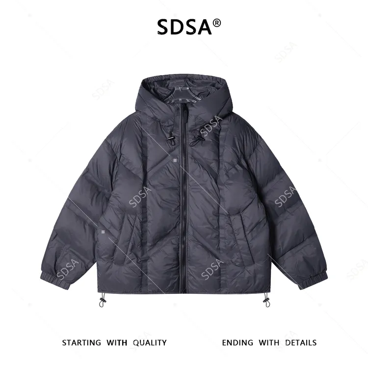 SDSA男士秋冬新款痞帅男装韩版连帽羽绒服时尚下摆松紧设计百搭