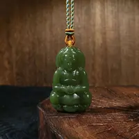 【凰一品】和田玉柳叶绿观音吊坠