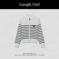 楚楚君 Laugh girl【心动毛衣】立领双拉链条纹毛衣WL531059J