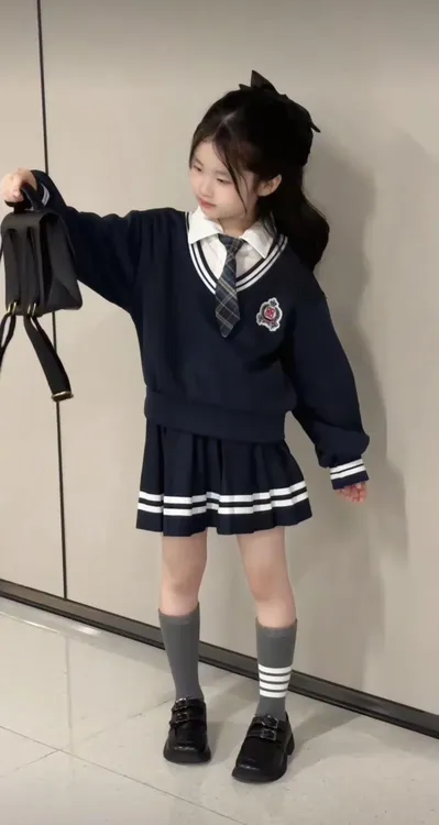 女童学院风jk套装秋季2025新款儿童假两件卫衣洋气百褶裙两件套潮
