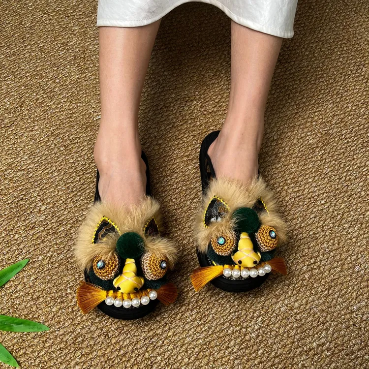 桃喜【黑金虎头】新中式国风非遗纯手工千层底布鞋成人女气质优雅