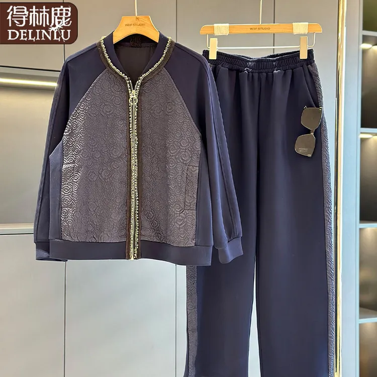 时尚休闲套装女妈妈装秋装新款卫衣时髦洋气显瘦中年运动服两件套