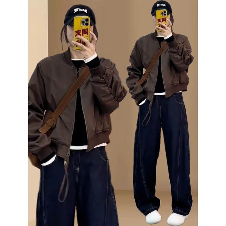 休闲百搭棒球服短外套女2025年秋季新款洋气宽松显瘦减龄夹克上衣