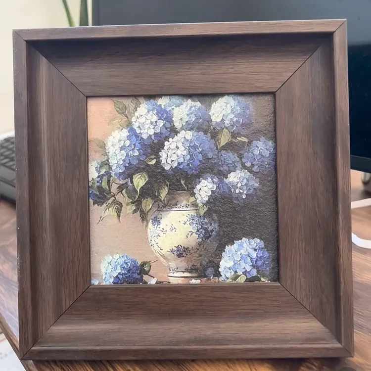 复古花卉装饰画砂岩挂画客厅玄关墙面装饰摆件绣球玫瑰花装饰画L