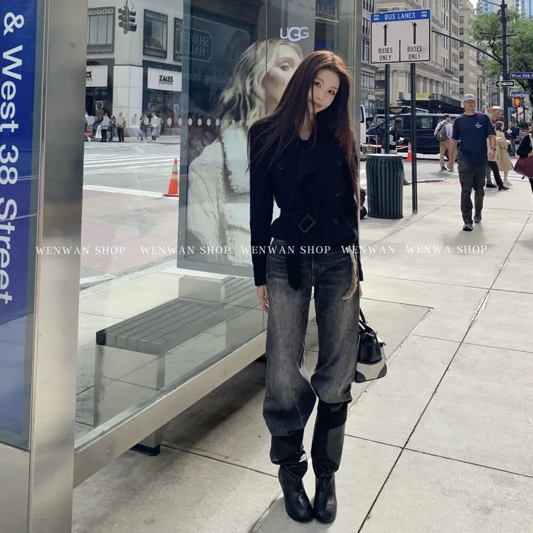 双十一狂欢价！【主角牛仔】水泥灰直筒百搭牛仔裤