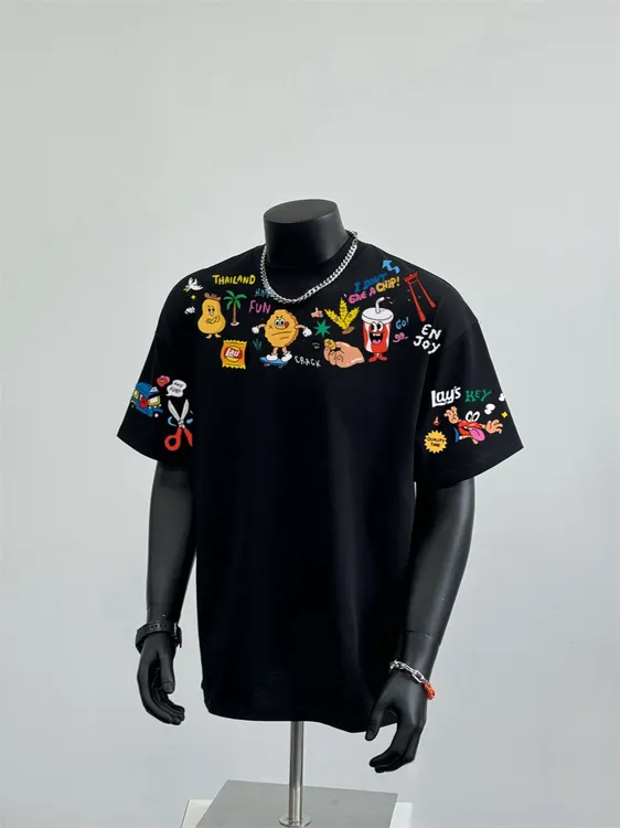 高街卡通嘻哈rap原创小众oversize阿美咔叽ins风全棉奢潮短袖T恤