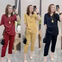3592（丹姐家）两件套国风套装夏季新款宽松遮肚显瘦减龄百搭两件套