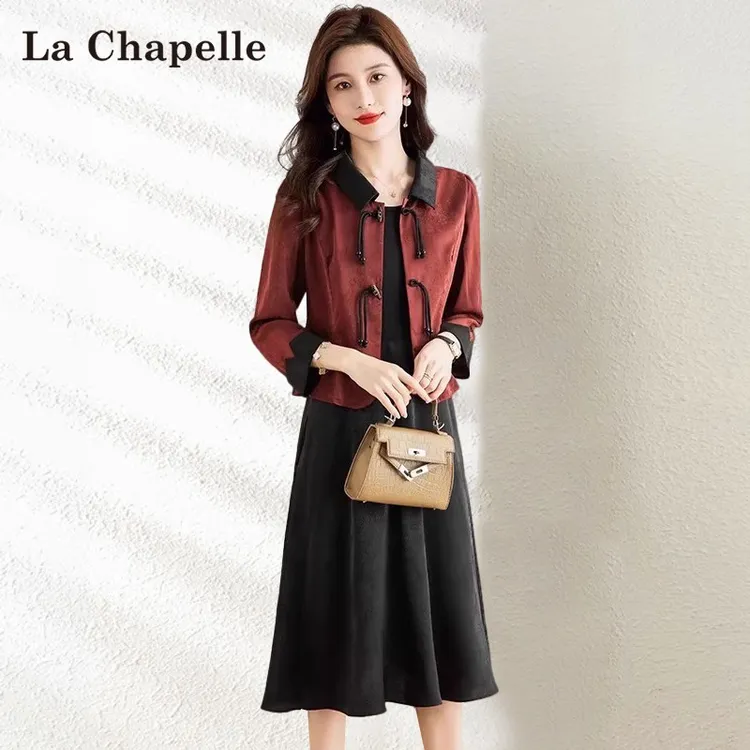 拉夏贝尔新中式国风套装连衣裙女春夏2025新款爆款喜婆婆婚宴礼服