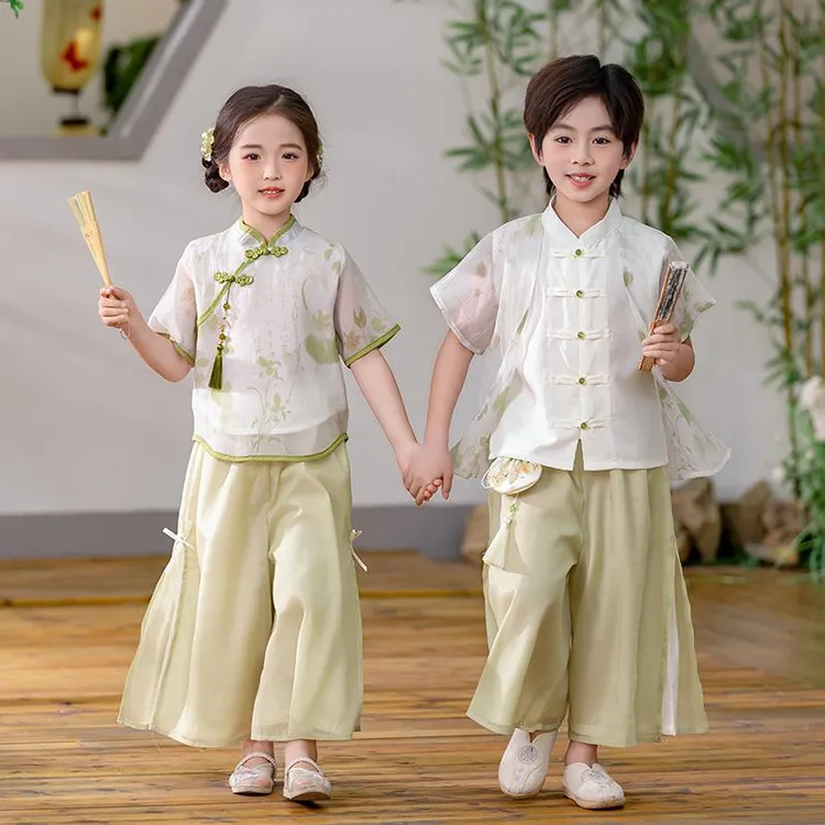 六一儿童中国风汉服表演服夏装男女童古风唐装幼儿园合唱演出服装