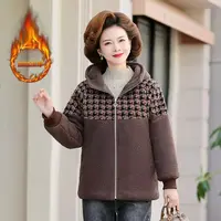 11314-妈妈秋冬加绒加厚连帽外套新款中老年保暖上棉衣【A仓】