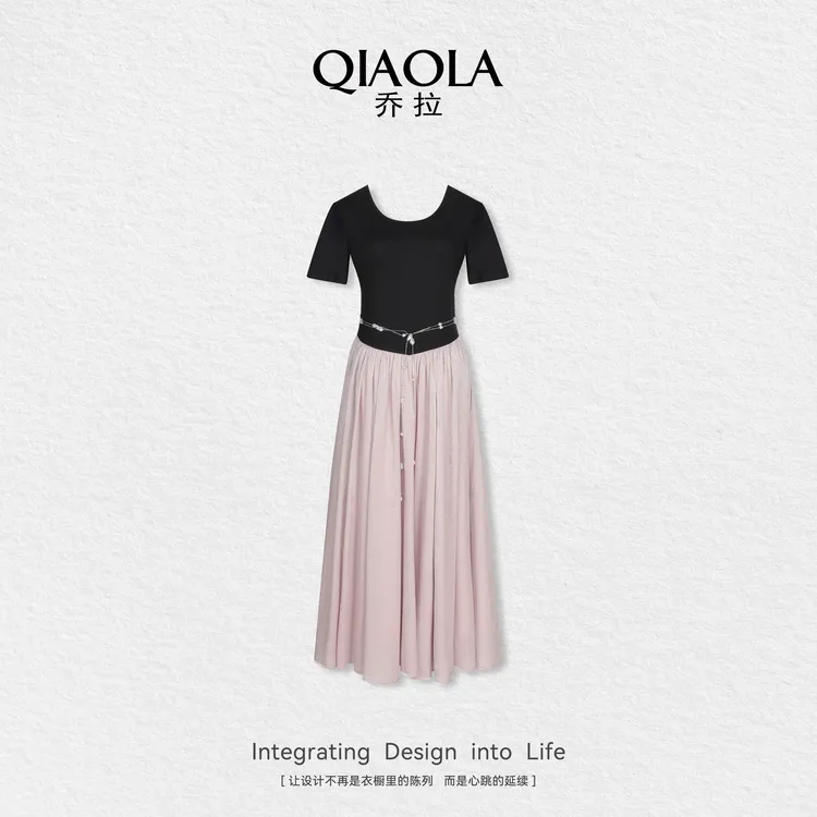 QIAOLA/乔拉【佳人有约】夏季新款高级感气质修身短袖连衣裙预售