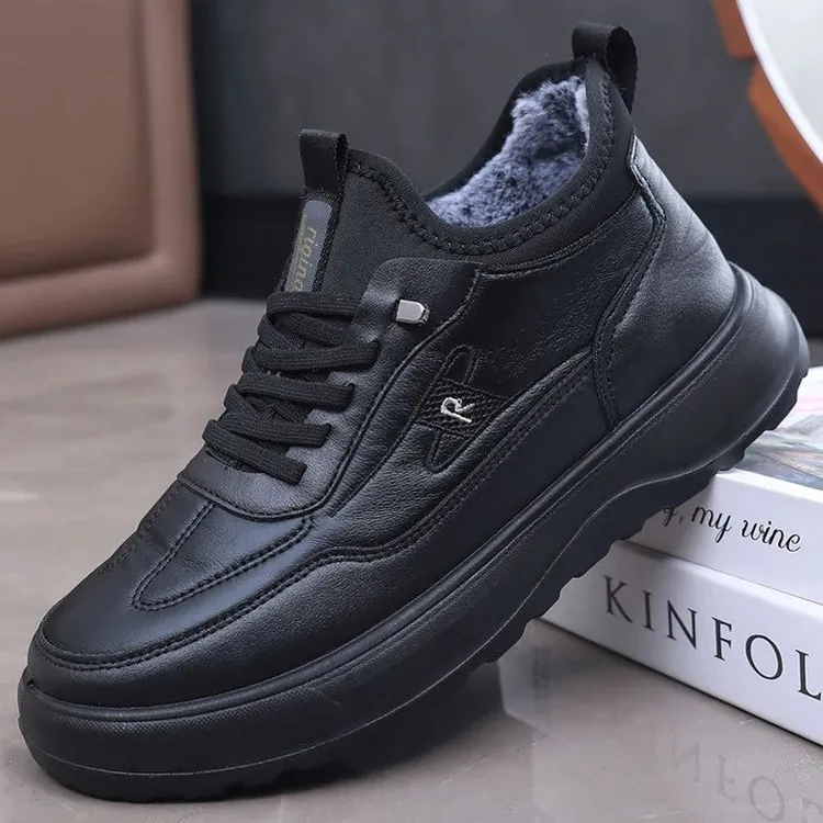 冬季老北京布鞋男棉鞋加绒厚底防滑保暖中老年一脚蹬爸爸鞋老人鞋