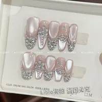 【天鹅湖畔】纯手工穿戴甲猫眼满钻光疗甲一副10片装
