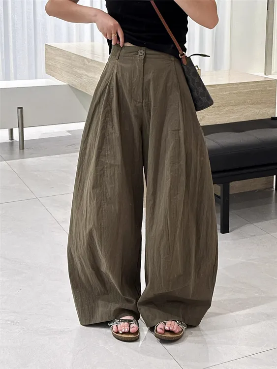 今年流行巨好看的梧桐裤女秋季宽松bf慵懒风裤子高腰工装休闲裤子