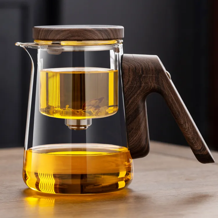 新款高档磁吸飘逸杯泡茶壶懒人一键过滤茶水分离全玻璃内胆飘逸壶