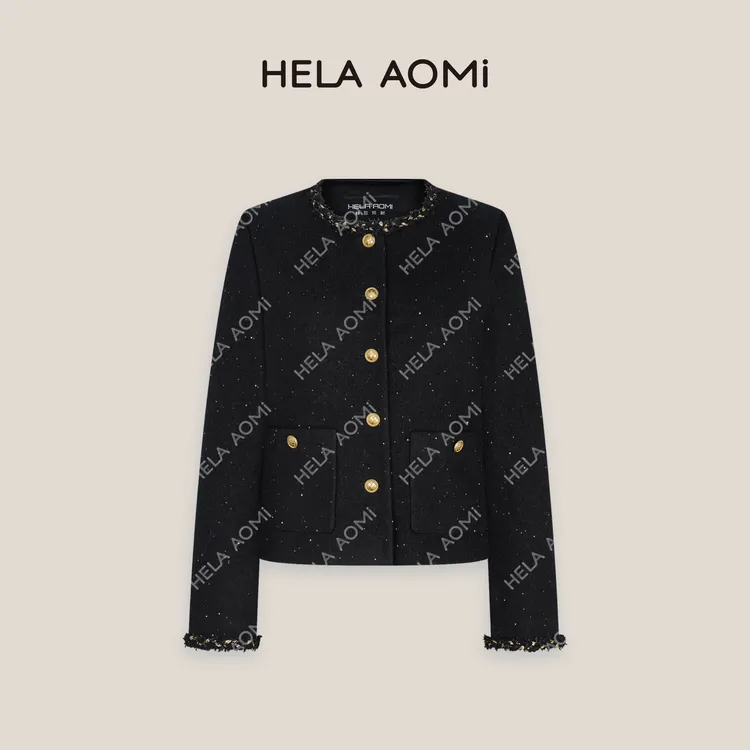 HELA AOMI“三德出品.银河系”绵羊毛手工编织针织外套CY5CN03103