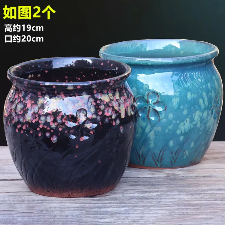 特大口径多肉植物绿植粗陶盆家用陶瓷高盆兰花三角梅花盆