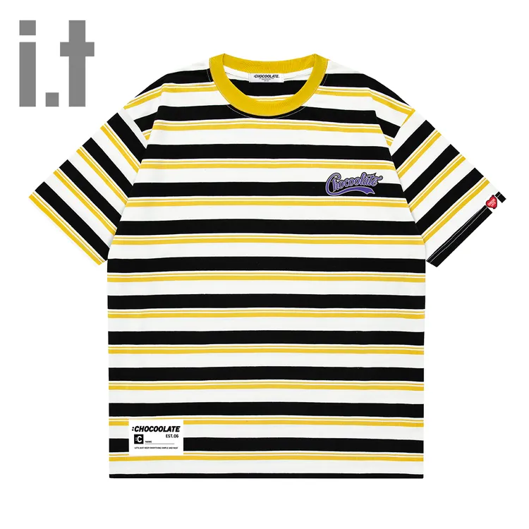 i.t CHOCOOLATE撞色条纹休闲户外运动短袖T恤男女同款