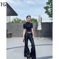 【YG】复古修身低腰喇叭裤欧美时尚长裤甜美风休闲裤