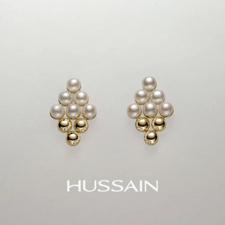 非金属合成锆石耳饰 赫生HUSSAIN镜衡几何菱形耳环高级感轻奢耳饰