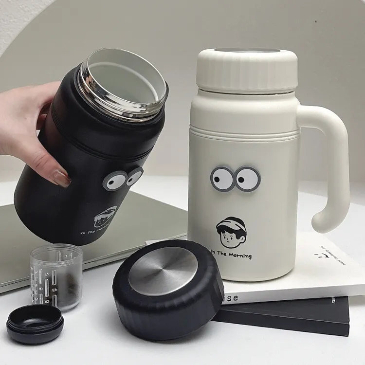 陶瓷水杯保温杯男士大容量不锈钢带茶隔泡茶高颜值便携简约杯子男