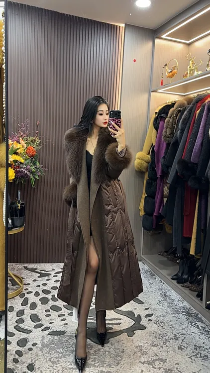 师小姐定制~个性时尚长款羽绒服931