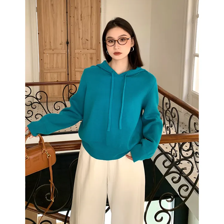 PRASE·噜【森林浆果】微胖显瘦宽松连帽套头长袖双色毛衫女PR511S07