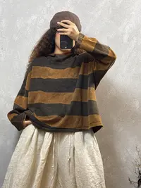 新款炒色做旧连帽条纹卫衣