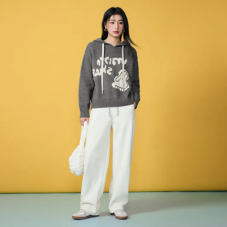 Basic House/百家好冬直筒宽松显瘦休闲长裤-B06245I4712