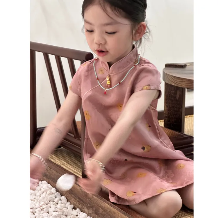 《现货》女童中国风连衣裙2025夏季新款新中式砌筑复古国风旗袍裙