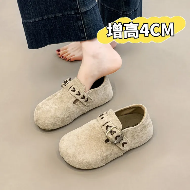 内增高勃肯鞋女鞋2025秋季新款厚底一脚蹬懒人单鞋复古博肯乐福鞋