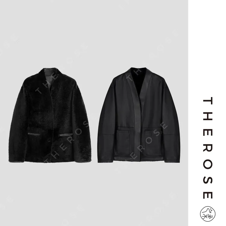 之柔【星河逐梦】西班牙进口拉贡LACON皮毛一体外套两面穿气质上衣