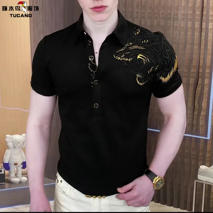 啄木鸟2025夏季猛虎下山Polo衫男士轻奢时尚休闲百搭半袖潮流翻领