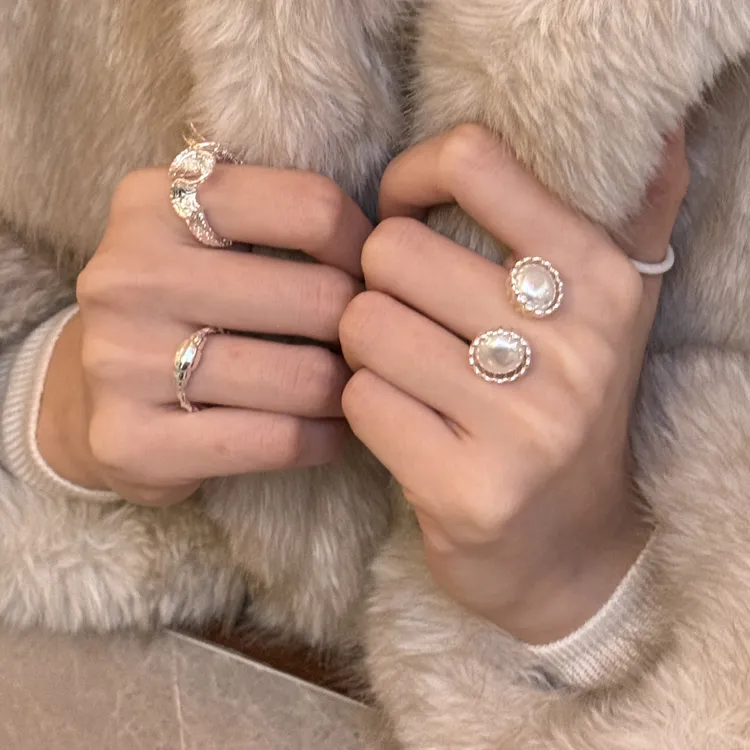 铜合金戒指 经典百搭个性时尚叠戴开口戒指复古气质高级食指戒