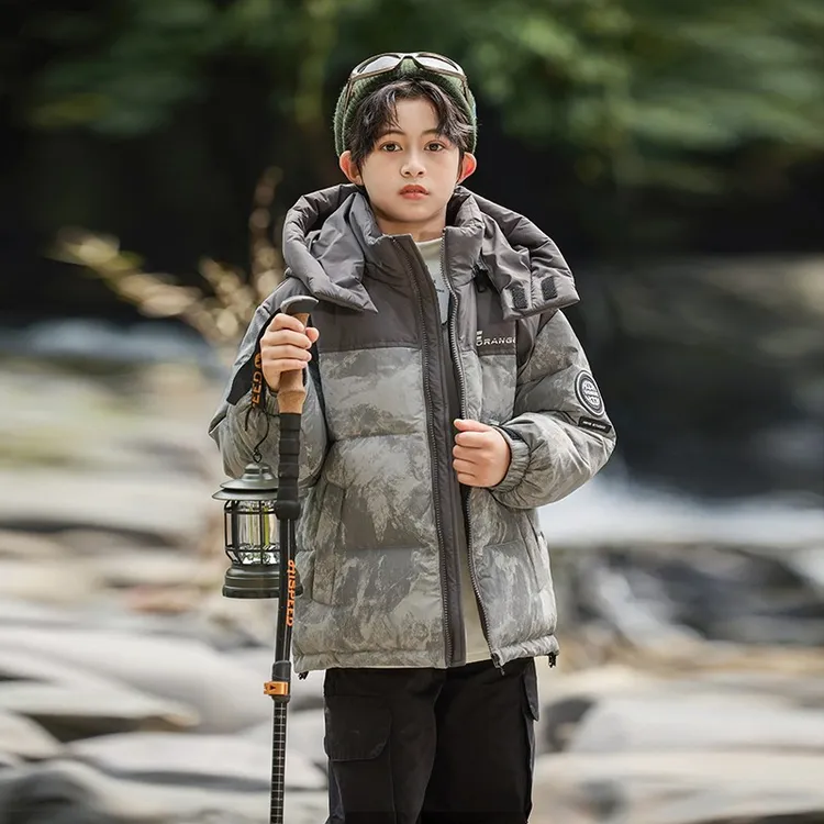 巴拉开门喜儿童羽绒服男童洋气中长款2025新款品牌中男童加厚中长