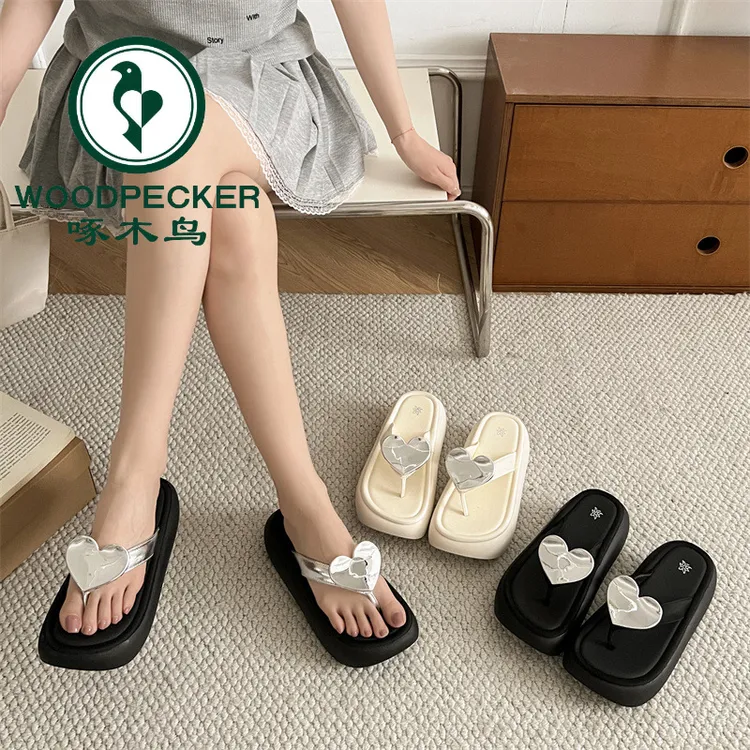 啄木鸟爆款网红复古黑厚底人字拖鞋女款夏2025新款高级感法式凉拖