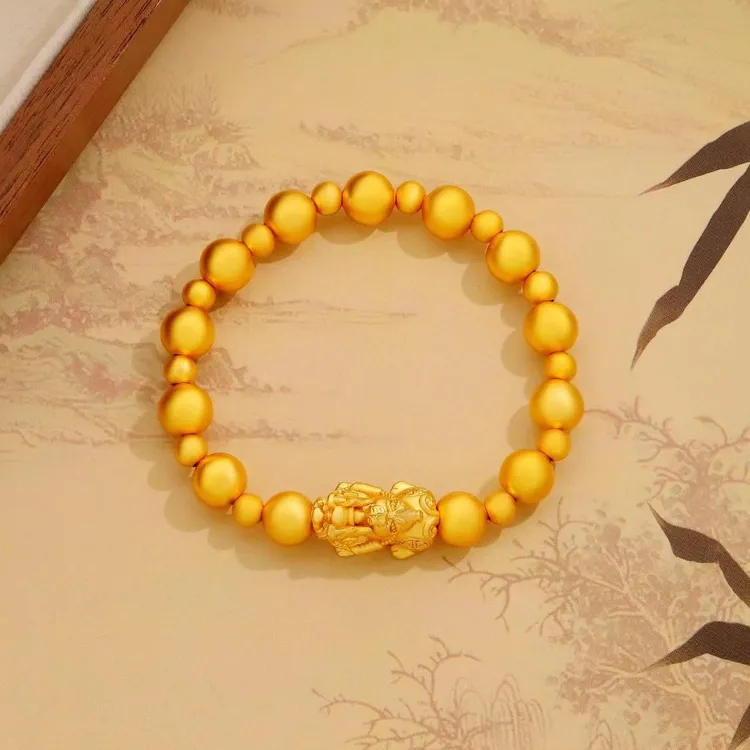 简约百搭个性款圆珠貔貅弹力绳手串